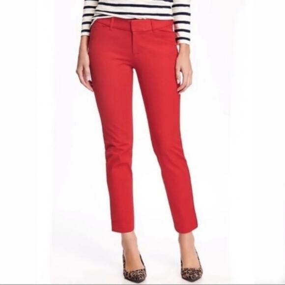 Old Navy NEW Harper 9" Mid Rise Slim Fit Ankle Pants Pockets Red Women's Size 4 - Picture 11 of 11